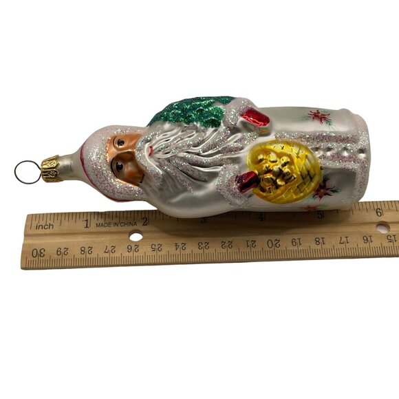 Christopher Radko Poinsettia Santa White Christmas Ornament 5” RETIRED 1991 VTG - Picture 10 of 11